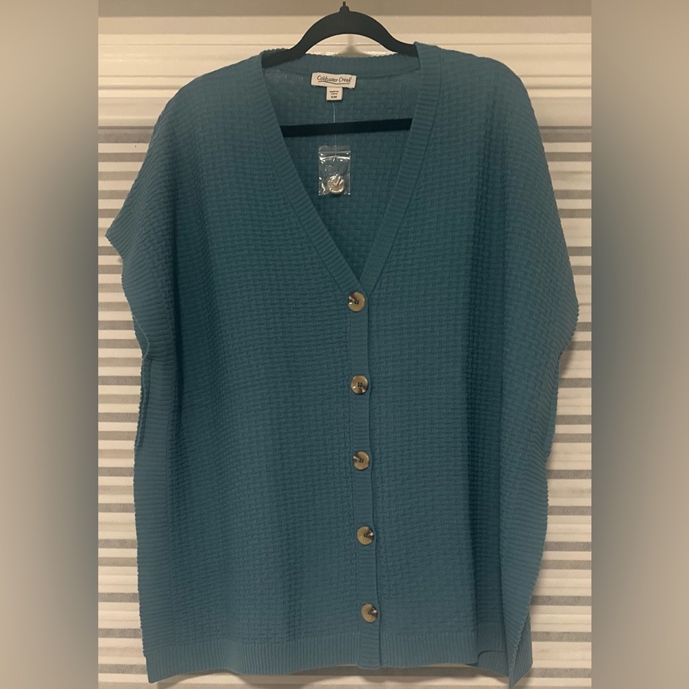 NWT Women’s Cold Creek Poncho Style Sweater Side Slit‎ Waffle Knit Texture S/M.
